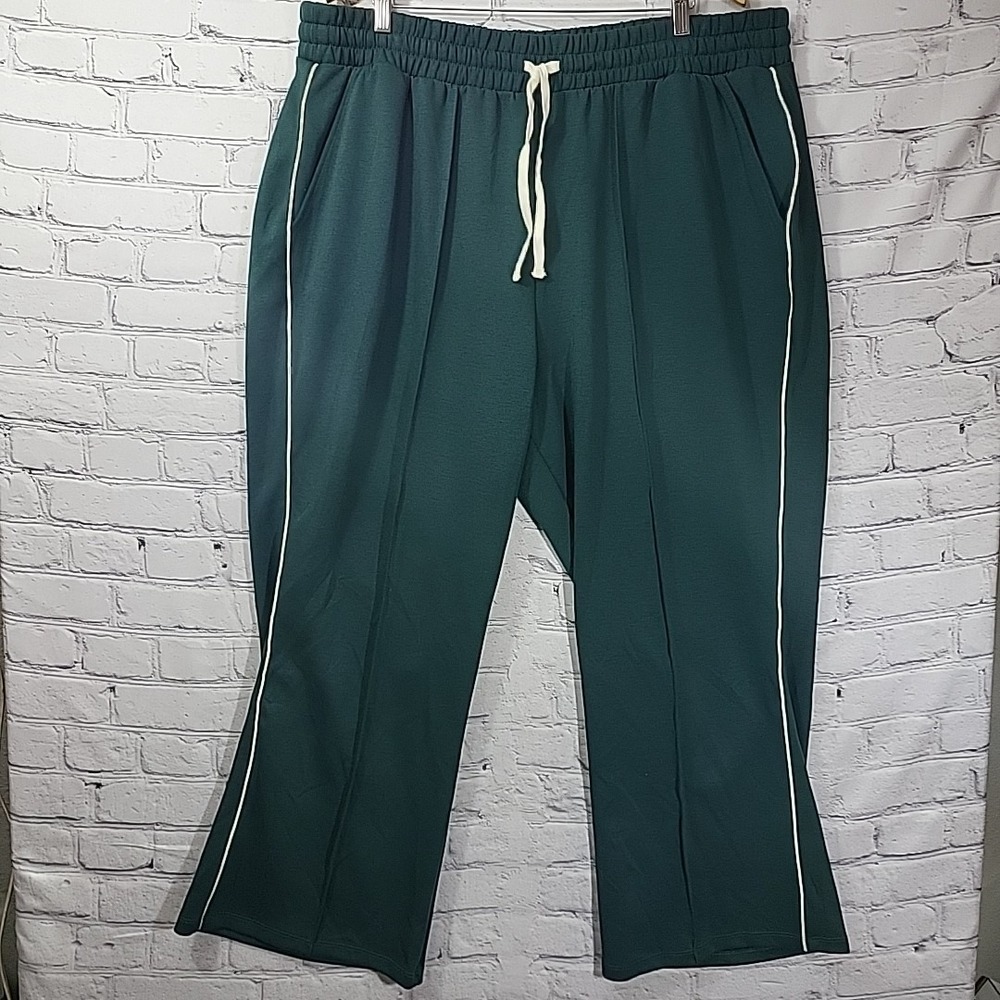 Ava Viv Womens Track Pants Retro Green Plus Size 2X Active Lounge Bottoms